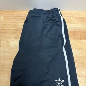 Adidas Men's Black Athletic Shorts with White Stripes